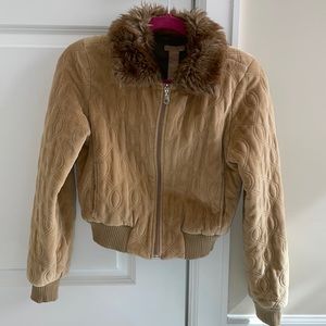 CUTE TAN ZIPPER FUR JACKET